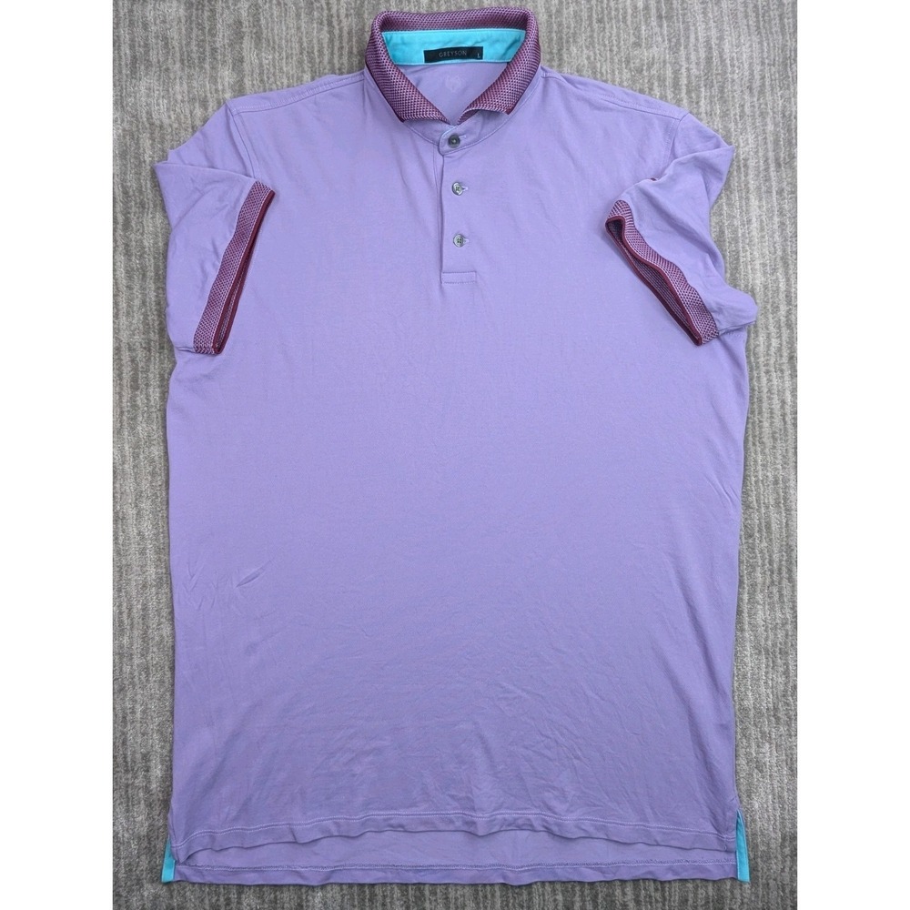 Greyson Mens Polo Shirt Large Purple Performance Golf Pima Nylon Spandex Blend